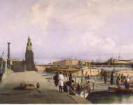 Perrot Ferdinand-Victor View of the Neva River at the Descent of the Academy of Arts  - Hermitage